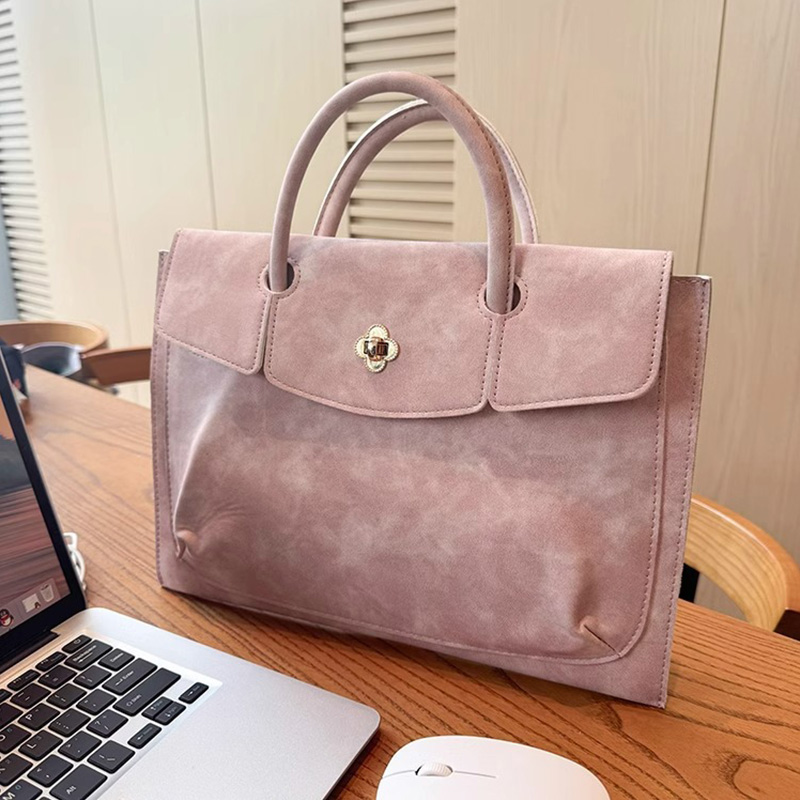 Women Bags For Office Use - Elegant Pink PU Leather Laptop Tote