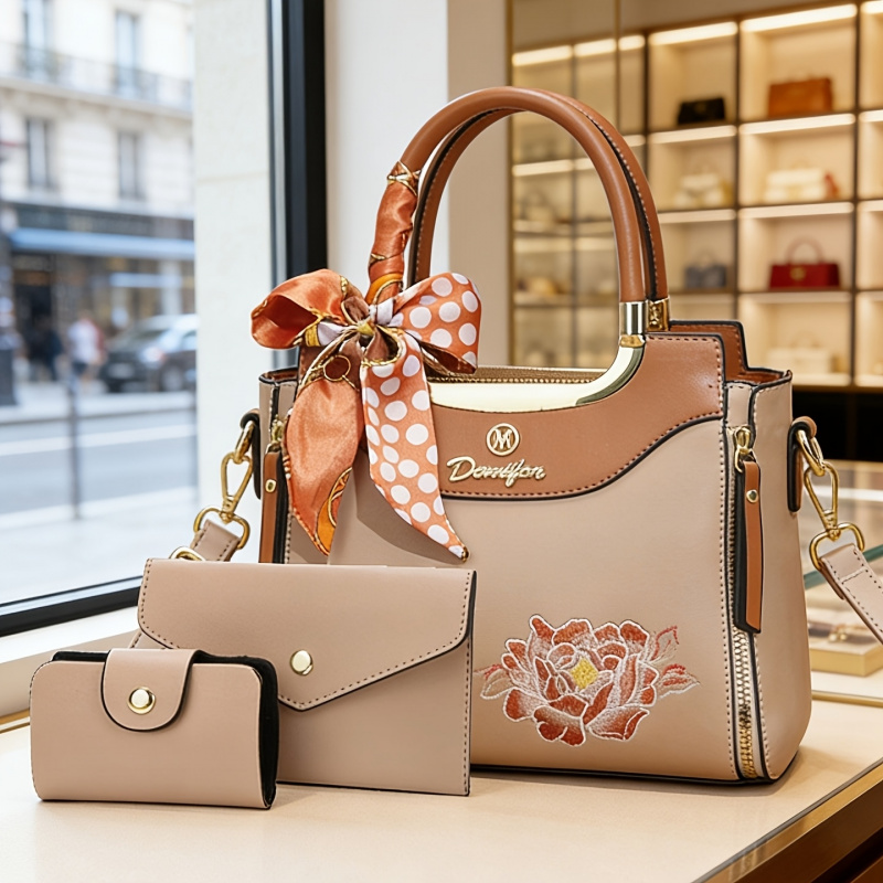 Women Bags For Office Use - High-quality embroidered handbag set of 3,