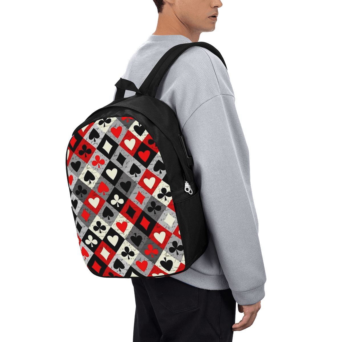Women Bags College - Playing Cards Poker Print Backpack Travel