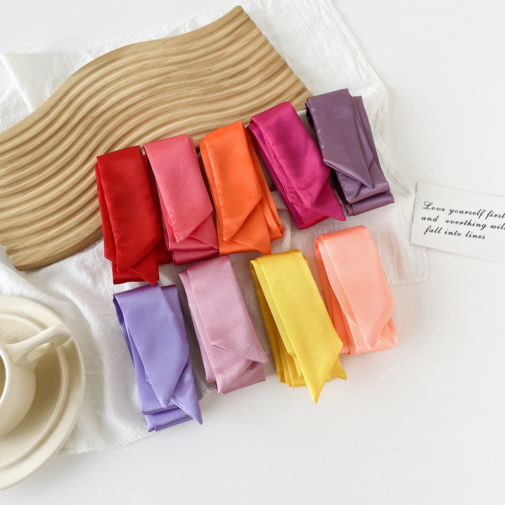 Solid Color Satin Skinny Scarf - đánh giá và giá Women Bags For Office Use
