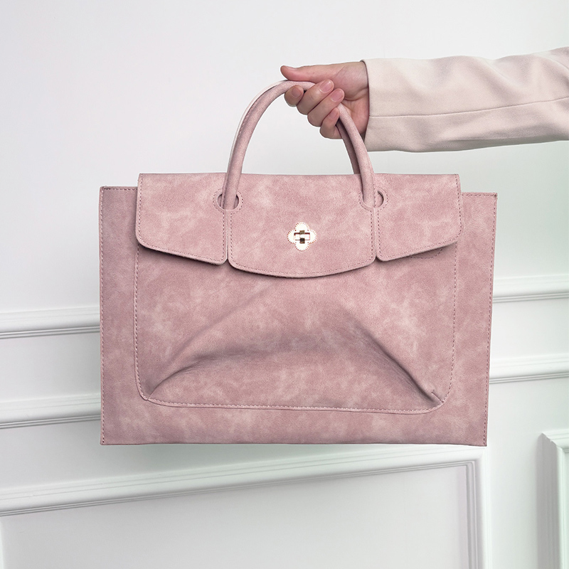 Elegant Pink PU Leather Laptop - đánh giá và giá Women Bags For Office Use