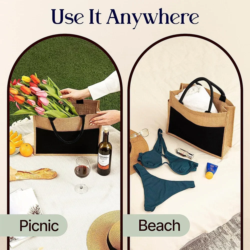 Tote Bag Reusable Jute Shoppin - đánh giá và giá Women Bags Jute