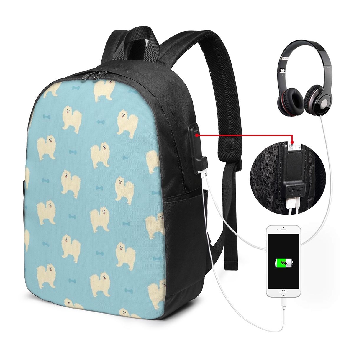 Samoyed Dog Backpack Travel No - đánh giá và giá Women Bags College