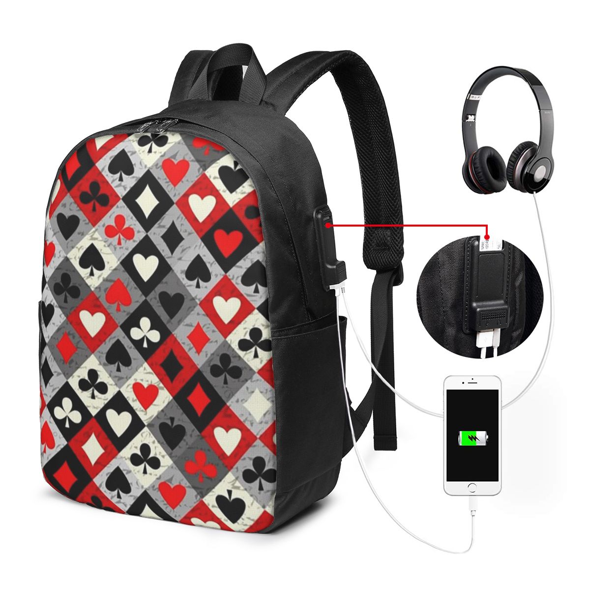 Playing Cards Poker Print Back - đánh giá và giá Women Bags College