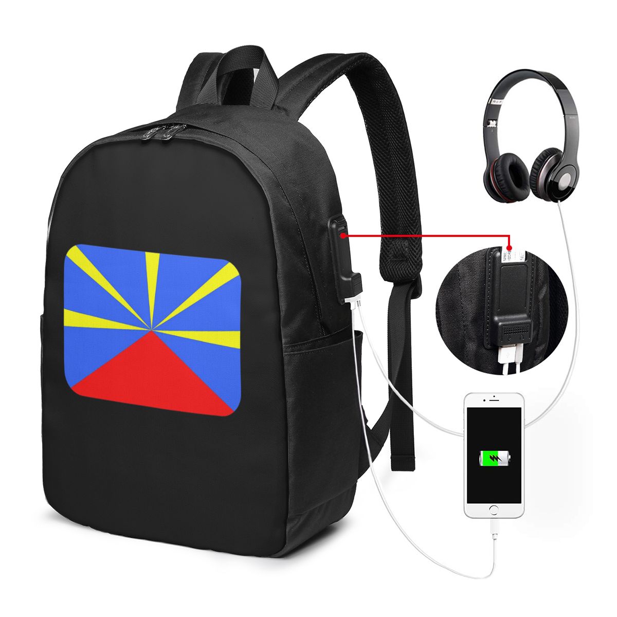 974 Reunion Island Flag Backpa - đánh giá và giá Women Bags College
