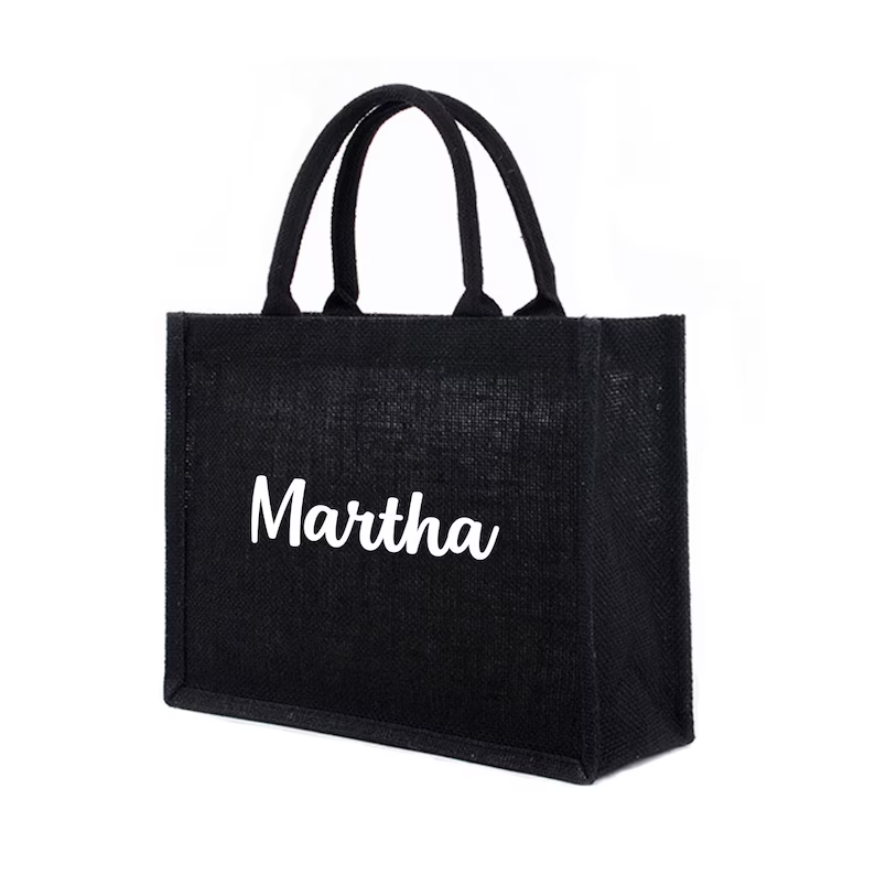 Personalized Black Burlap Tote - đánh giá và giá Women Bags Jute