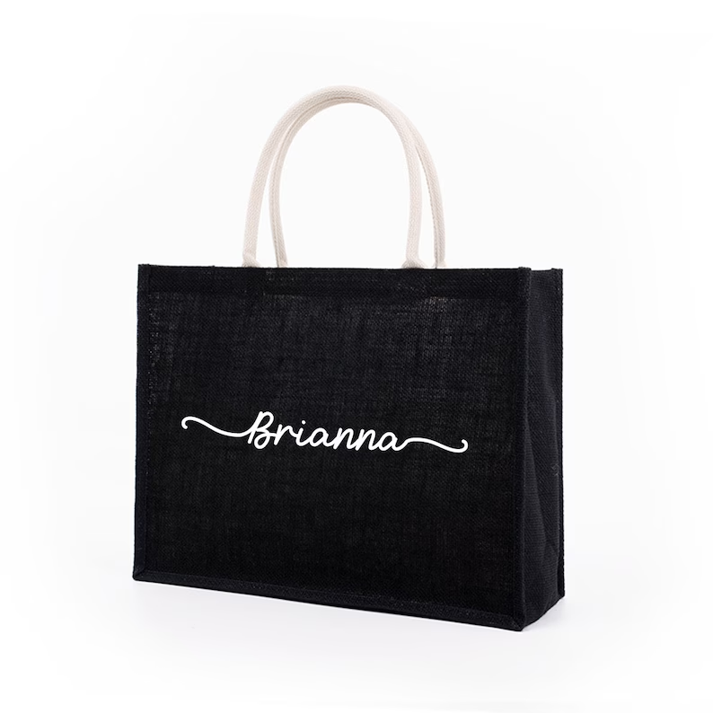 Personalized Black Burlap Tote - đánh giá và giá Women Bags Jute